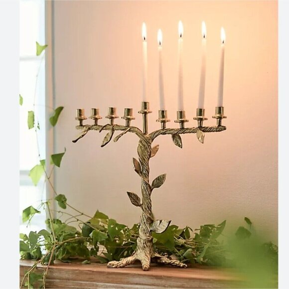 Anthropologie Tree Of Life Menorah Terrain Hanukkah Hanukkiah - Picture 1 of 11